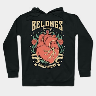 Valentine's Day My heart beats for my girlfriend edgy emo design heart Hoodie